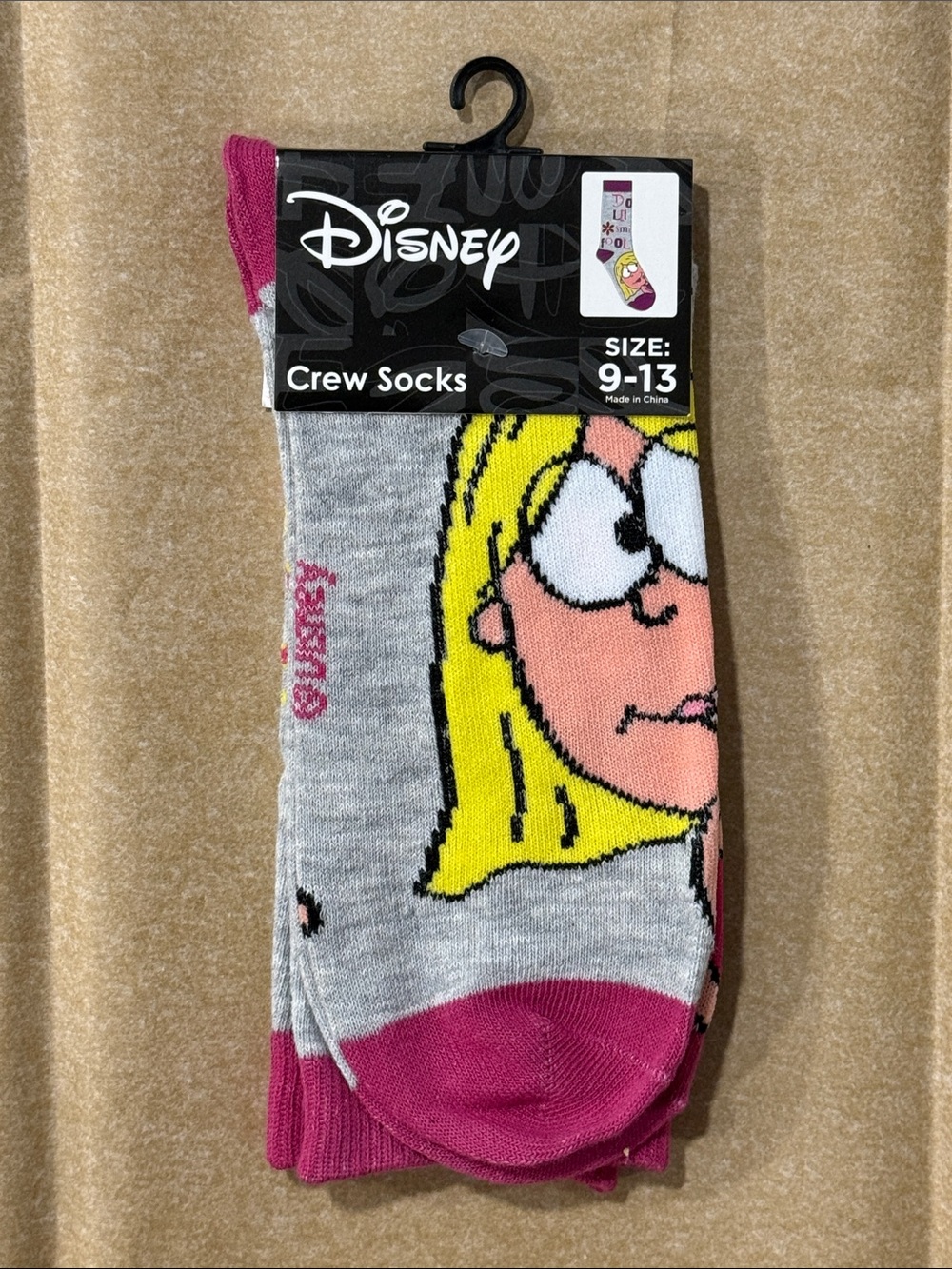 3/$20 Lizzie McGuire Disney Funny Novelty Crew Socks - NWT